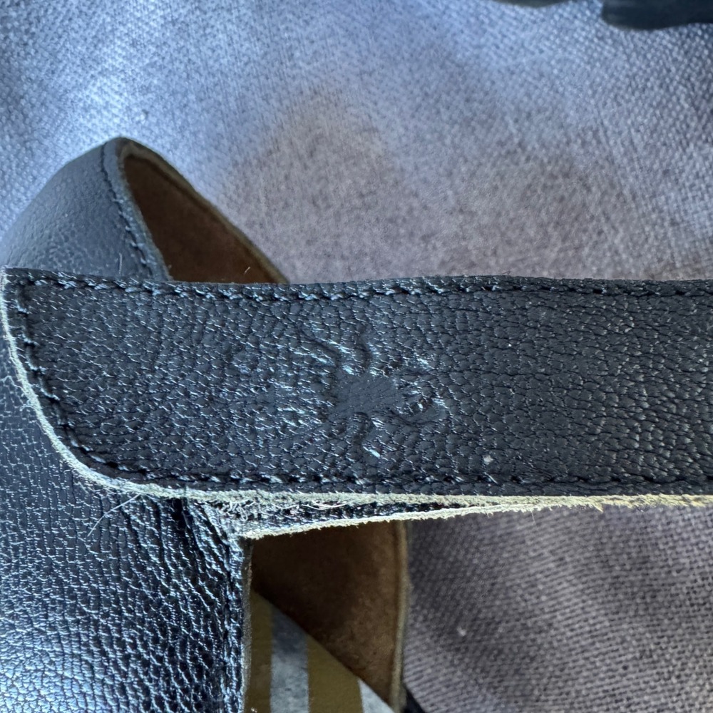 Fly London Yaz Black Leather Wedge Mary Jane Pump Shoes EU 40 US 9-9.5 501305000 - Picture 7 of 13